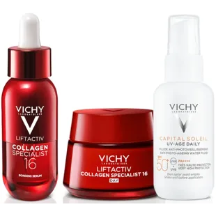 Vichy Liftactiv Collagen Specialist 16 Tagescreme 50 ml + Serum 30 ml + Capital Soleil UV-AGE SPF50+ 40 ml