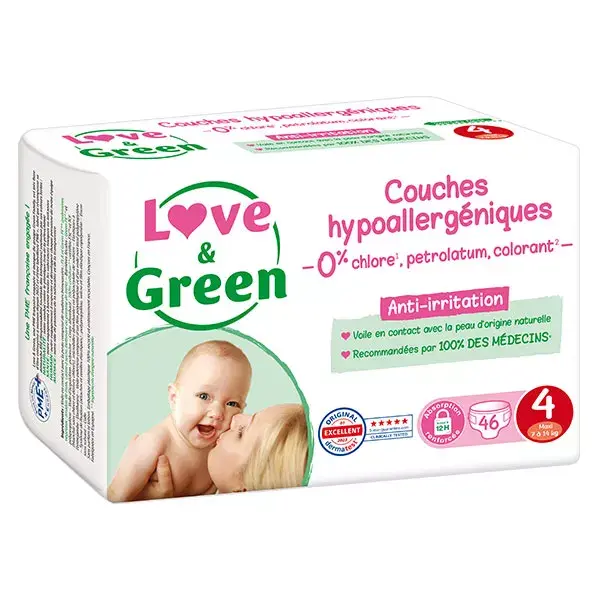 Love & Green Couches Hypoallergéniques T4 7-14kg 46 couches