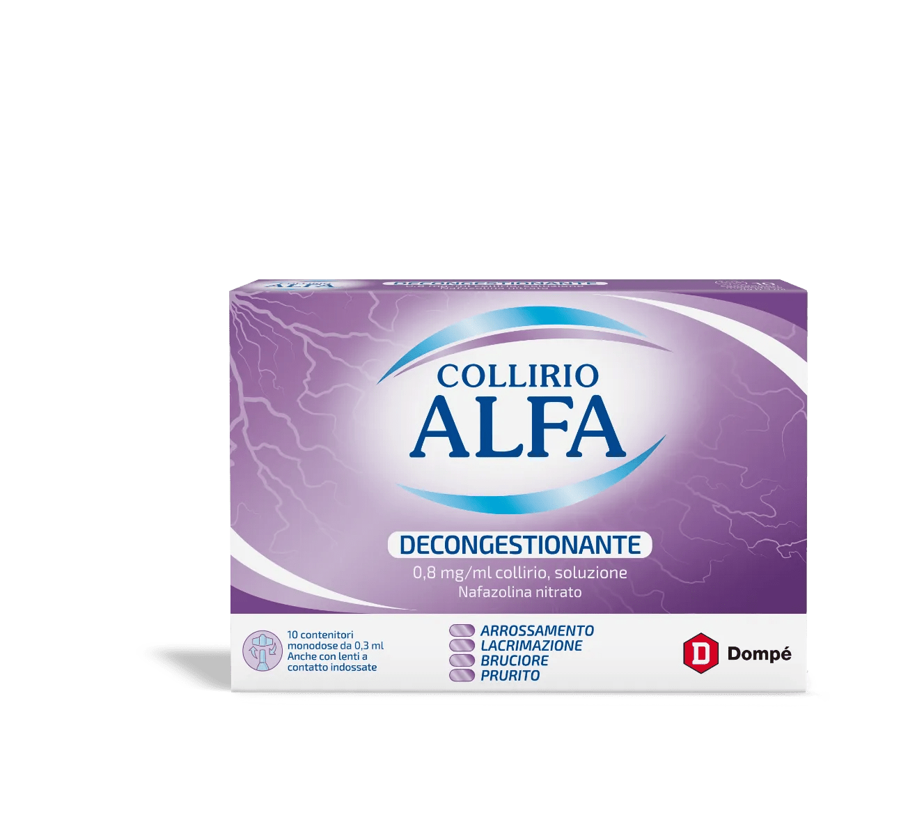 Collirio Alfa Monodose 0,8 mg/ml Nafazolina Decongestionante 10 Flaconcini