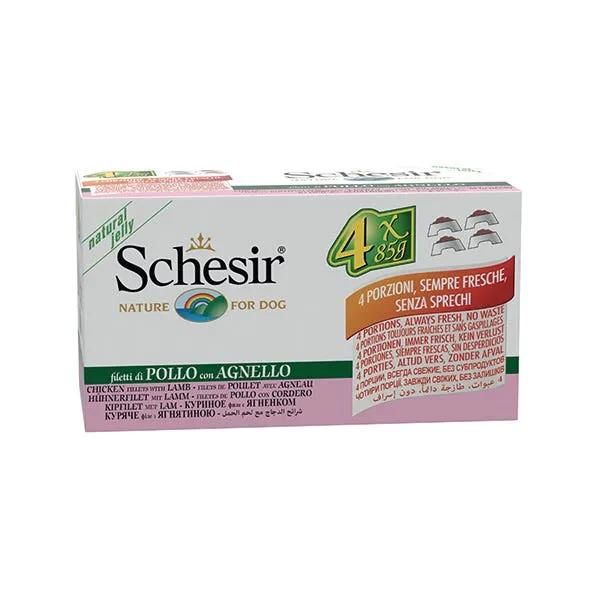 Schesir Multipack Filetti Di Pollo Con Agnello Cibo Umido Cani 4X85G