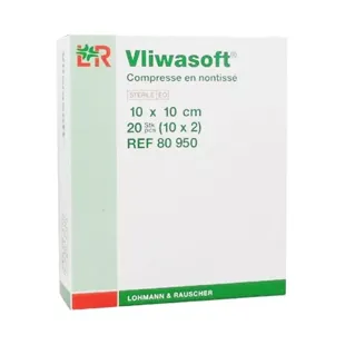 L & R Vliwasoft comprimere nella casella 10cmx10cm 30g S-2 di pile - 10 s LPP Sterile