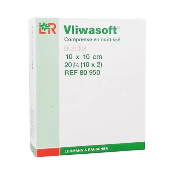 L&R Vliwasoft Compresse en Non-Tissé 10cmx10cm Stérile 10x2 compresses