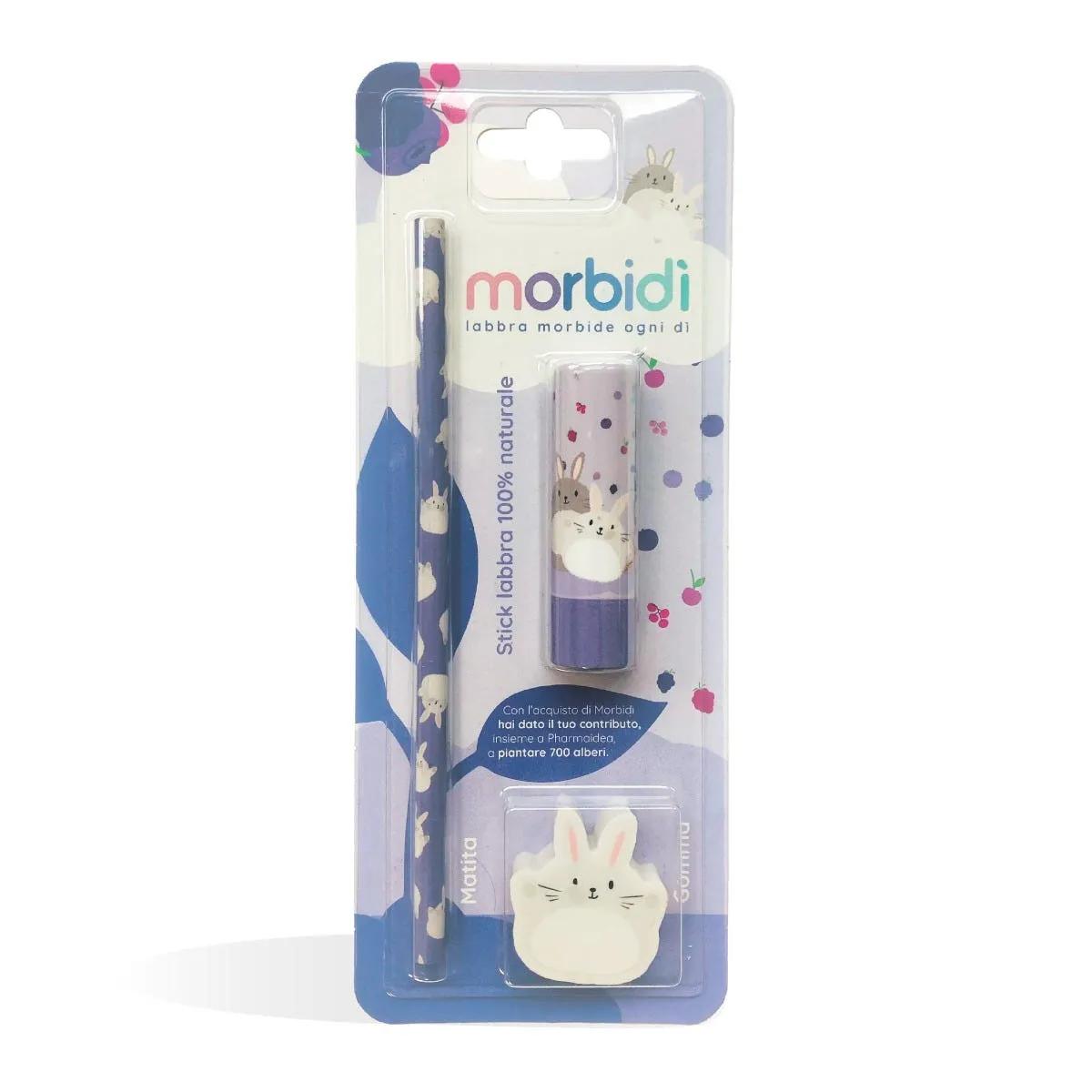 Morbidì Stick Labbra Idratante Protettivo Aroma Frutti di Bosco 100% naturale + Kit Disegno