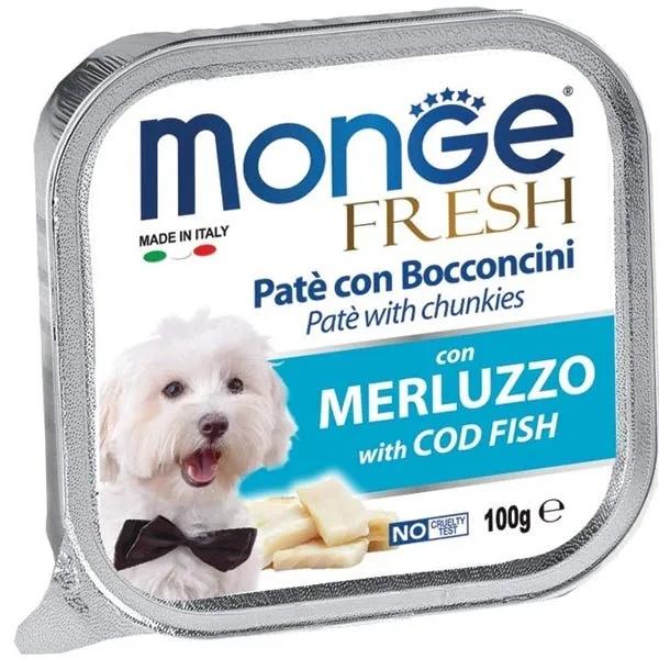 Monge Fresh Patè E Bocconcini Con Merluzzo Cibo Umido Per Cani Adulti 100G