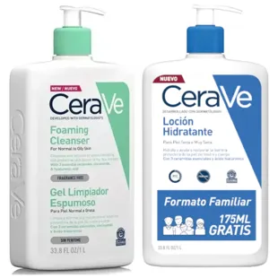 Cerave Limpiador Espumoso 1 Litro + Loción Hidratante 1 Litro