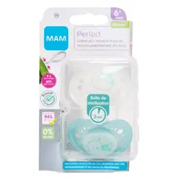 MAM Sucette Perfect Lune Otarie Silicone +6m Lot de 2 + Boîte de Stérilisation