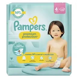 Pampers Premium Protection Taille 4 Couches x25 9kg - 14kg Notre N°1 Pour Le Confort & La Protection