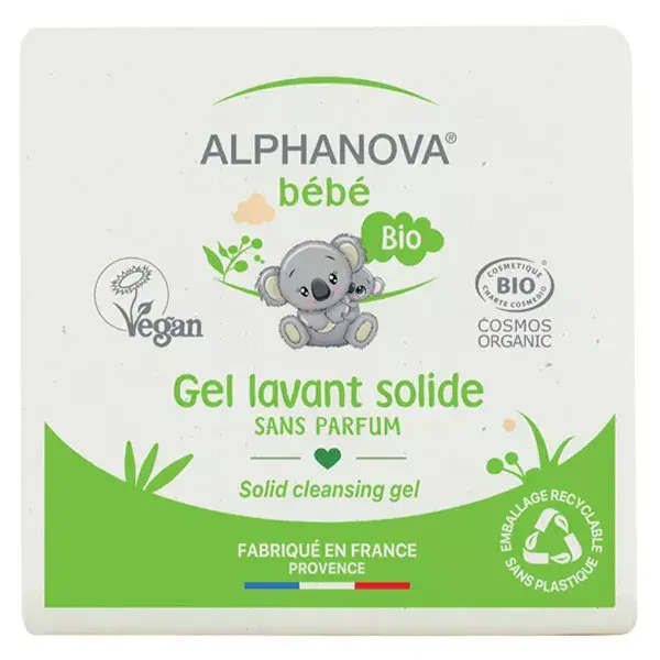 Alphanova Bébé Gel Lavante Solido Biologico con Olio d'Oliva 100g