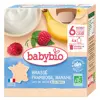 Babybio Desserts Lactés Gourde Brassé Framboise Banane +6m Bio 4 x 85g