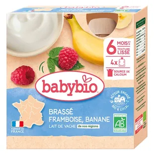 Babybio Bevanda a Base di latte Mes Brassés Lampone Banana dai 6 mesi 4 x 85g