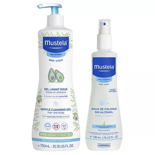 Mustela Gel de Baño Suave con Aguacate BIO 750 ml + Colonia Sin Alcohol 200 ml