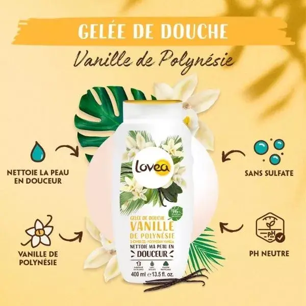 Lovea - Gelée De Douche - Vanille De Polynésie - PH Neutre 400ml