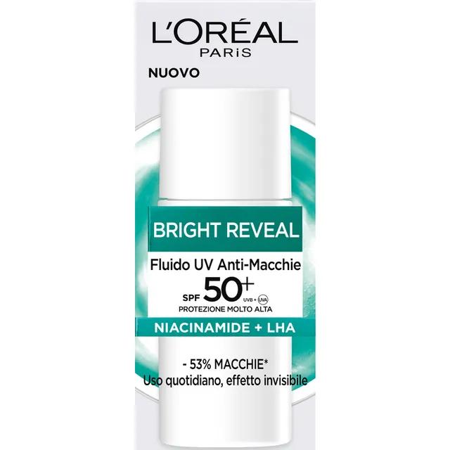 L’Oreal Paris Bright Reveal Fluido UV Anti-Macchie SPF 50+ con Niacinamide + LHA 50 ml