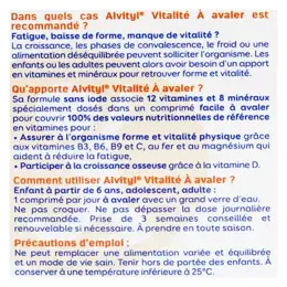 Alvityl Vitalité à avaler 12 vitamines et 8 minéraux Dès 6 ans 40 comprimés