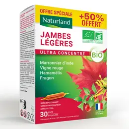 NATURLAND JAMBES LEGERES BIO 20 AMP.x10ML + 10 AMP. x 10ML OFFERTES