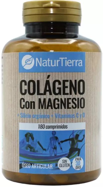 Naturtierra Collagène Hydrolysé avec Magnésium + Silicium Organique + Vitamines C et D 180 Comprimés