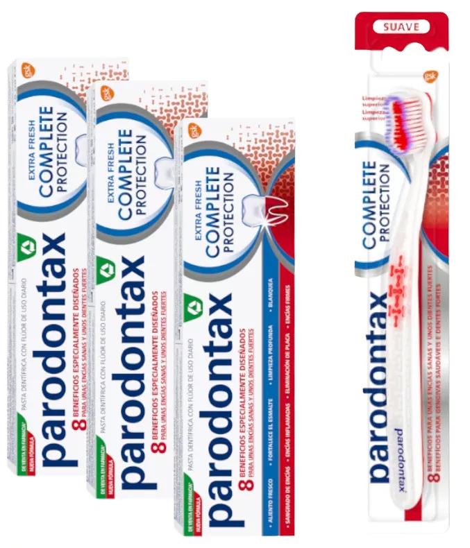 Parodontax Pasta Dentífrica Proteção Completa 3x75 ml + Escova de Dentes GRÁTIS