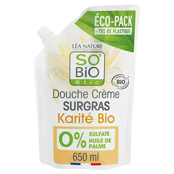 So'Bio Étic Douche Écopack Crème Surgras Beurre de Karité Bio 650ml