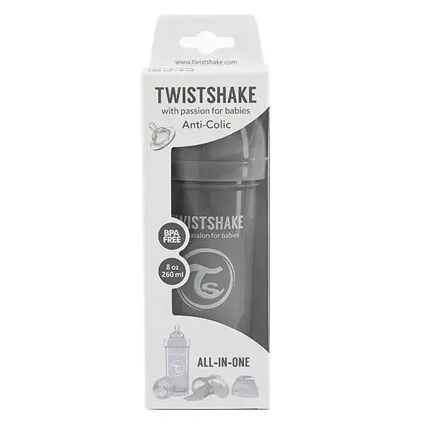 Twistshake Biberon Anti-Colique Gris Pastel +2m 260ml