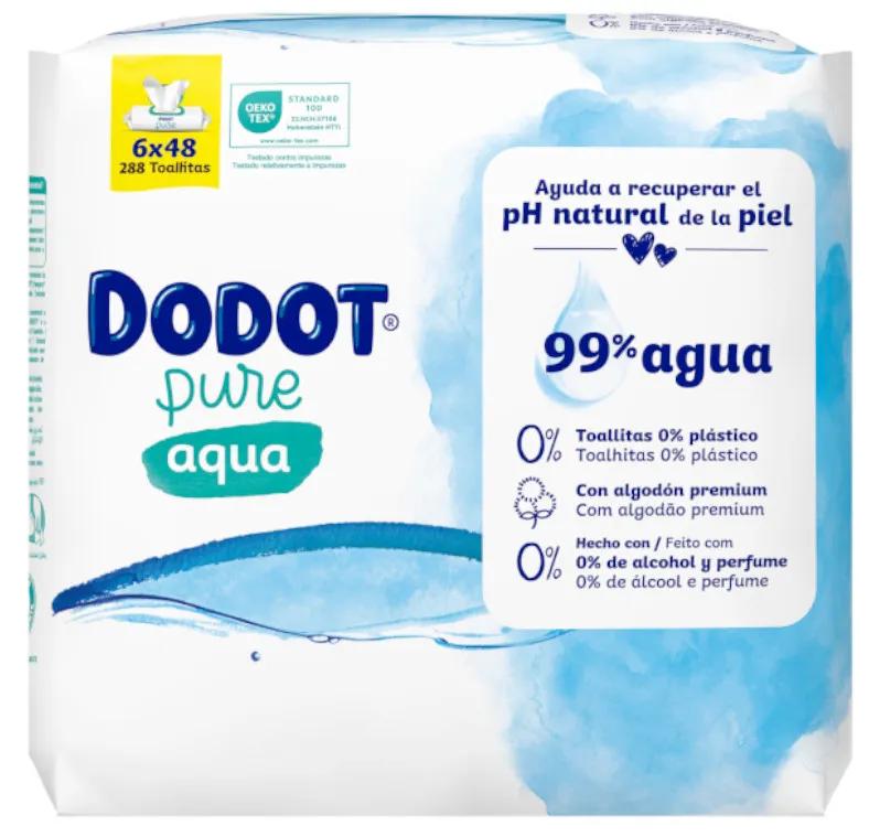 Dodot Pure Aqua Wipes 0% Plastic 6x48 units