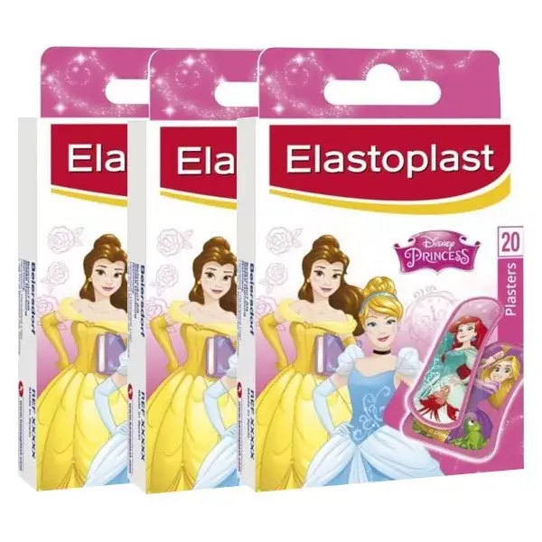 Elastoplast Enfant Pansement Disney Princesses Lot de 3 x 20 unités