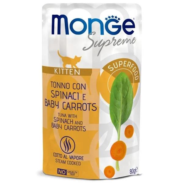 Monge Supreme Kitten Pezzetti Di Tonno Con Spinaci E Carote Baby 80G