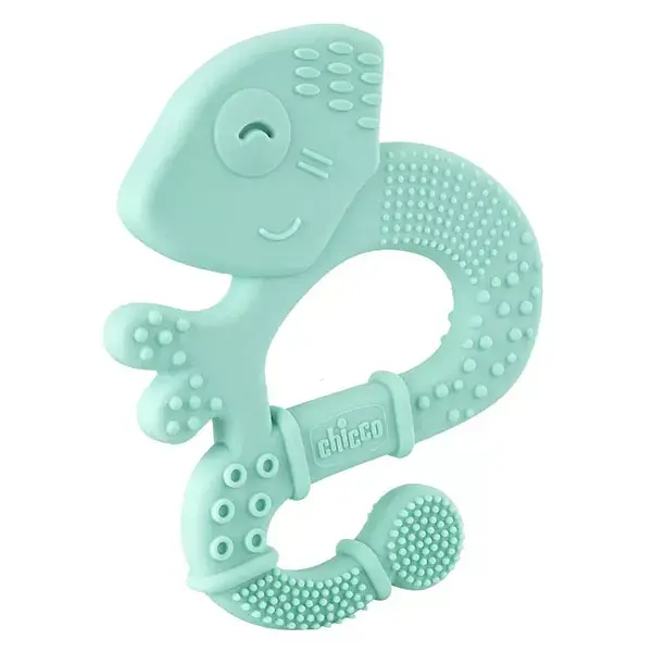 Chicco Teething Ring +2m Soft & Clean Iguana Blue