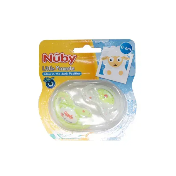 Nuby Chupetes Fosforescentes Apple Of My Eye 0-6 meses Lote de 2