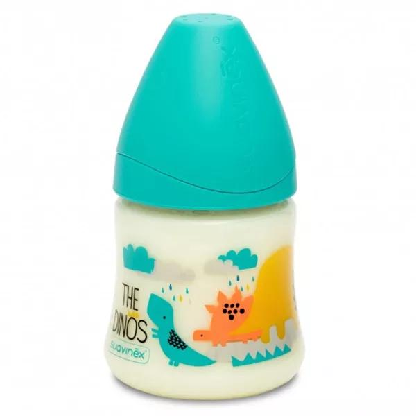 Suavinex Biberón Silicone 3 Velocidades Dino Verde 150ml