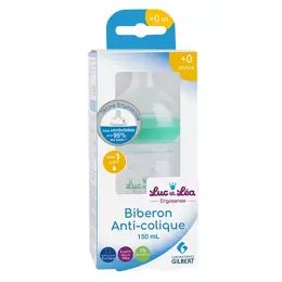 Luc et Léa Biberon Plastique Vert Hippopotame 150ml