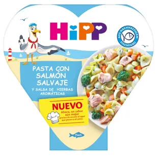 HiPP Pasta con Salmón y Salsa de Hierbas Aromáticas +1 Año 250 gr