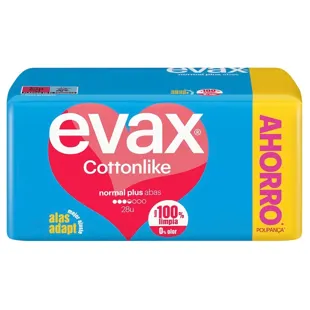 Evax Cottonlike Normal Plus Wings Compressas 28 unidades