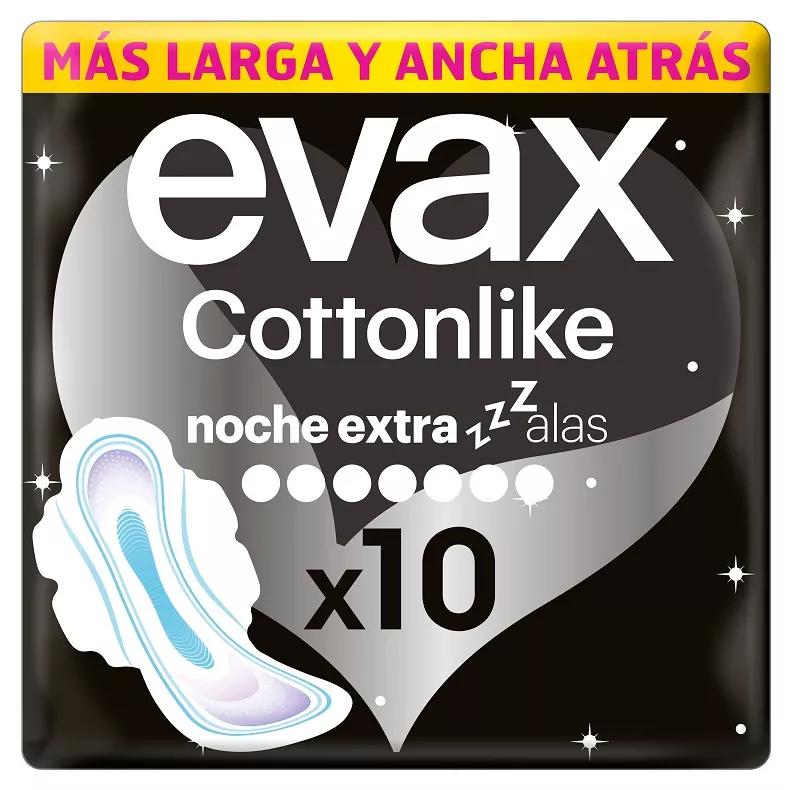 Evax Cottonlike Compresas Noche Extra Alas 10 uds
