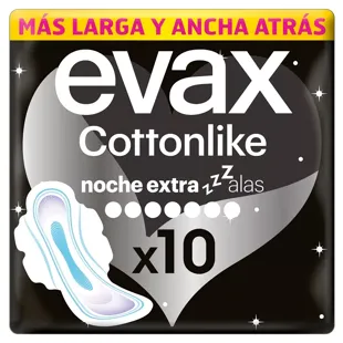 Evax Cottonlike Extra Night Compressas Asas 10 unidades