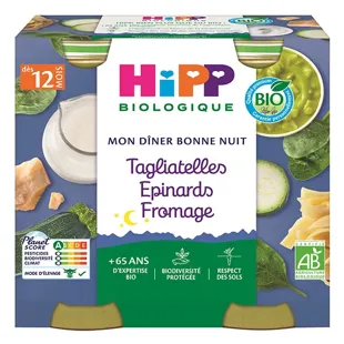 Hipp Mia Cena Bio Tagliatelle Spinaci Formaggio +12m 2x250g