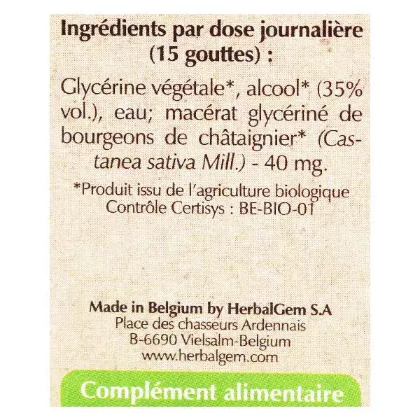 Herbalgem Macérat Concentré Châtaignier Bio 30ml