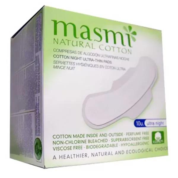 Masmi Compresas Higiénicas Noche - Algodón Bio 10 unidades