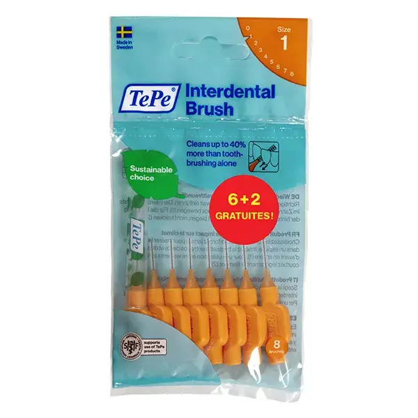 TePe Sachet 6+2 gratis Iso 1 scovolini Interdentali Arancione 0.45mm