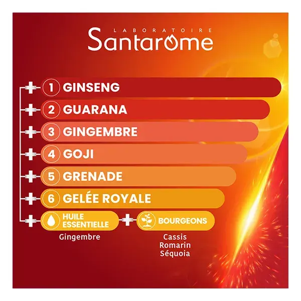 Santarome Vita'Max Booster 6G Anti fatigue Fortement Dosé 20 ampoules