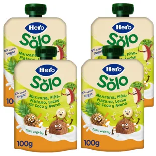 Hero Solo Pouch Apple, Pineapple, Banana, Coconut Milk and Oats +6m 4x100g