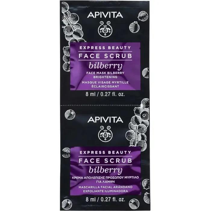 Apivita Express Beauty Scrub Viso Illuminante Mirtillo 2X8Ml