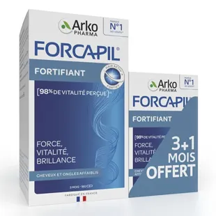 Forcapil Capelli e Unghie Trattamento da 3 Mesi 180 Capsule + 1 Mese Gratis