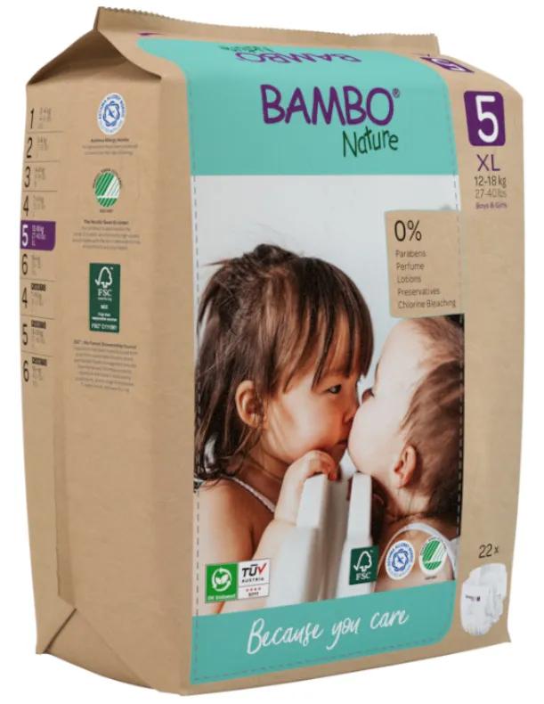 Bambo Nature Diapers T5 (12-18 Kg) 22 units