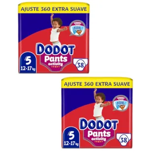 Dodot Pants Fraldas Panty Activity Pacote Extra-Jumbo T5 (12-17 Kg) 2x38 unidades