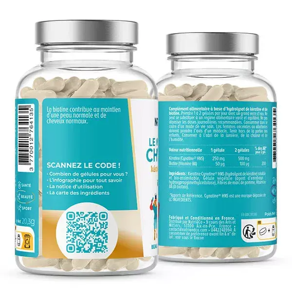 Nutri&Co Complexe Cheveux Kératine & Biotine Ongles et Cheveux 60 gélules