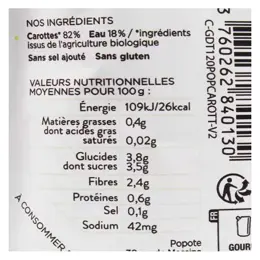 Popote Les Légumes Gourde Purée Carotte +4m Bio 120g