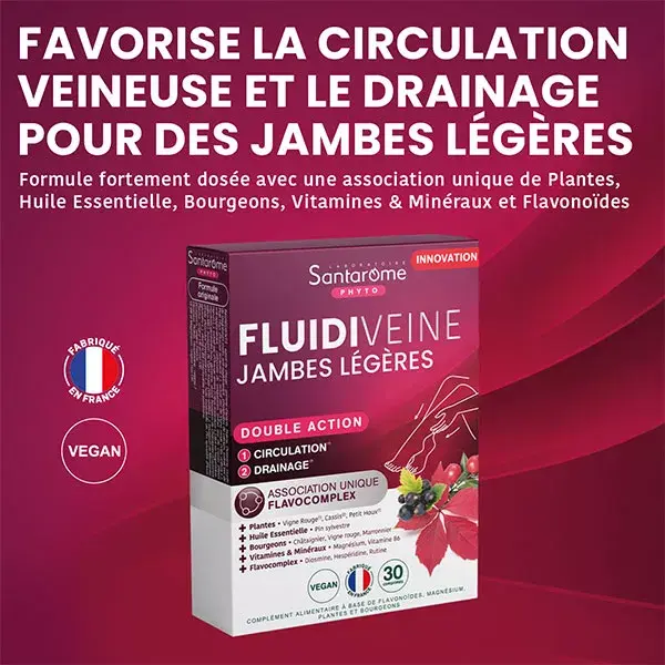 Santarome - Fluidiveine Jambes Légères - Circulation - 30 comprimés