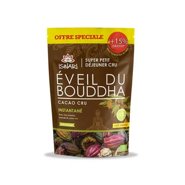 Iswari Eveil du Bouddha Cacao Crudo Bio 360g +15 % Gratis