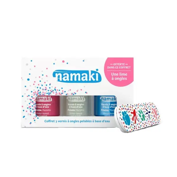 Namaki Kit Esmalte de Uñas Niña Rosa Blanco Azul Cielo + Lima de Uñas Gratis