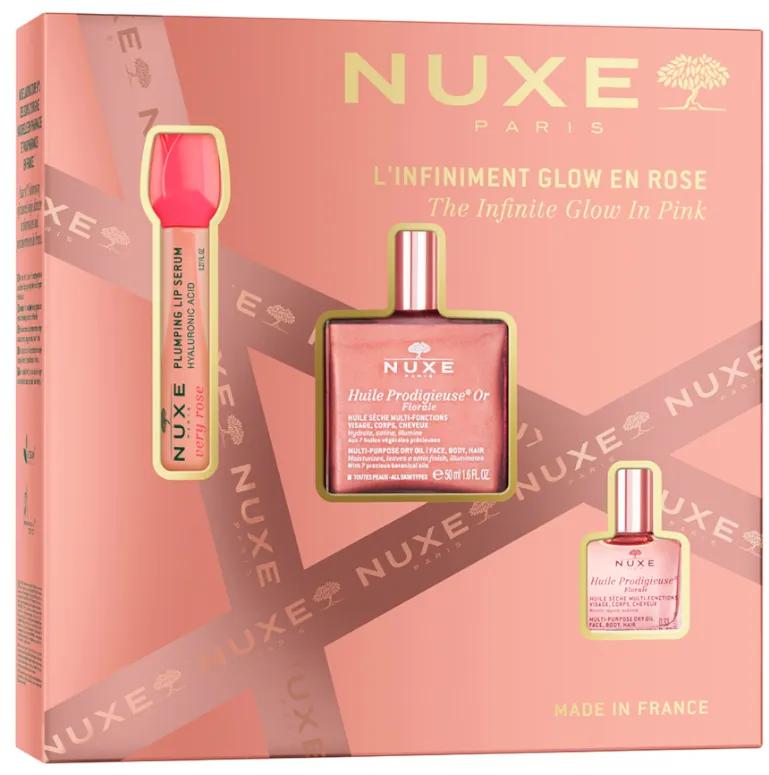 Huile Prodigieuse Or Florale 50 ml + Very Rose Lippenserum 8 ml + Huile Prodigieuse Florale 10 ml